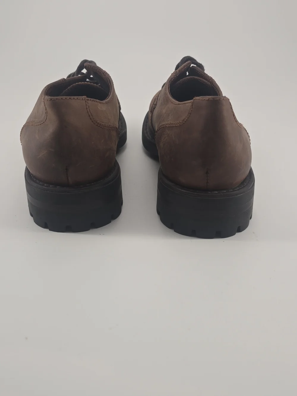 New Kenneth Cole Reaction Brown Leather Derby Shoes with Black Sole 8